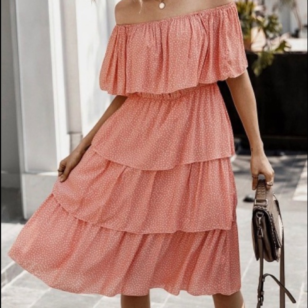 ‘Raven’ Ruffled Midi off the shoulder Sundress